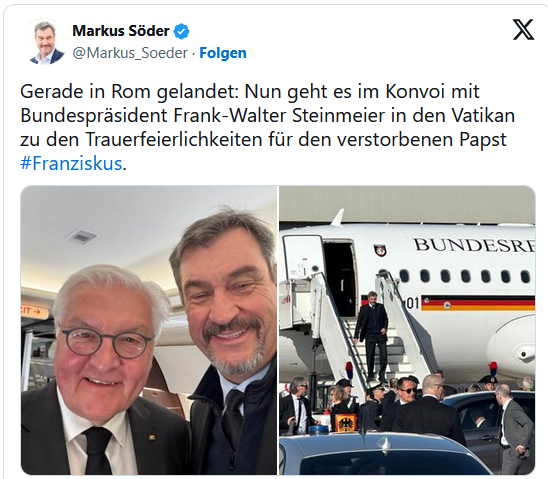 Söder Steinmeier Flugzeug Rom