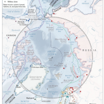 Karte des US Departments of Defense mit nationalen Einflusszonen der Arktis