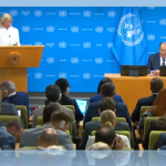 Lawrow auf Pressekonferenz im UN-Hauptquartier zu den Leitlinien der russischen Außenpolitik Lawrow vor UN 2