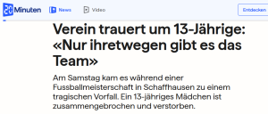 SCHWEIZ: Mädchen (†13) bricht während Fußallspiel zusammen und stirbt!