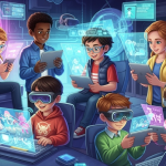 Kinder hinnter pc und handys