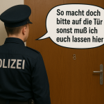 Polizist vor Türe