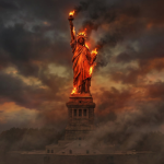 Auch die USA lässt Anständigen das Konto sperren, wie Scott Ritter - Teil 1 Freiheitsstatue wolken feuer