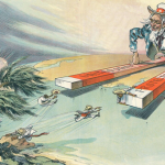 Politischer Cartoon 1913 mit Onkel Sam als Magnet