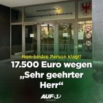 Neues „Geschäftsmodell“ - Klage Nicht-binärer Personen wegen „falscher Anrede“ Dt nicht-binäre Person klagt