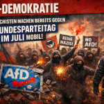 SOS-Demokratie: Linksfaschisten machen bereits gegen AfD-Bundesparteitag im Juli mobil Sos demokratie parteitag afd 2026