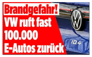 Brandgefahr – 90.000 E-Autos von VW und Cupra im Rückruf
